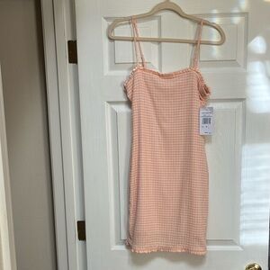 Peach Gingham Slip Dress